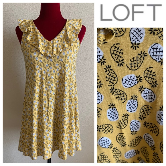 Yellow Pineapple Print Hoodie Dress